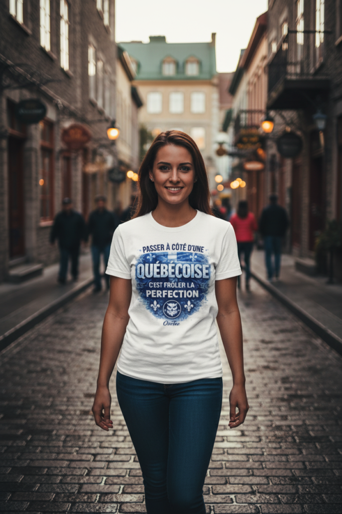 T-shirt « Passer à côté d'une Québécoise, c'est frôler la perfection »